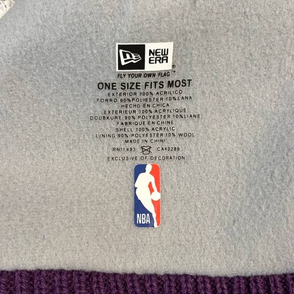 New Era Los Angeles Lakers Cuffed Knit Pom Beanie Hat Purple OSFM New With Tags - Picture 8 of 9